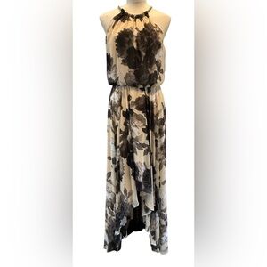Eliza J Black and Tan High Low Maxi Dress